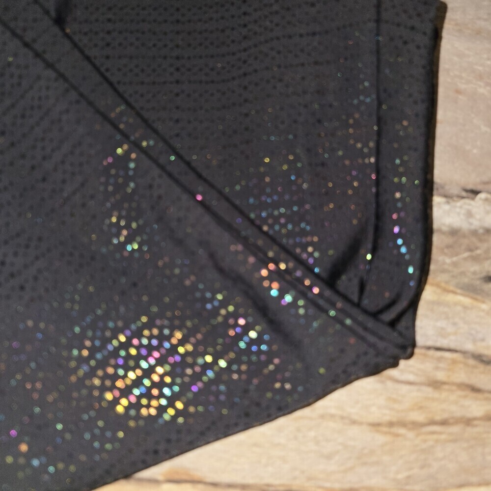 SPANX L Black Holographic Glitter Active Leggings Cropped 7/8 Sparkle Workout - Picture 5 of 8